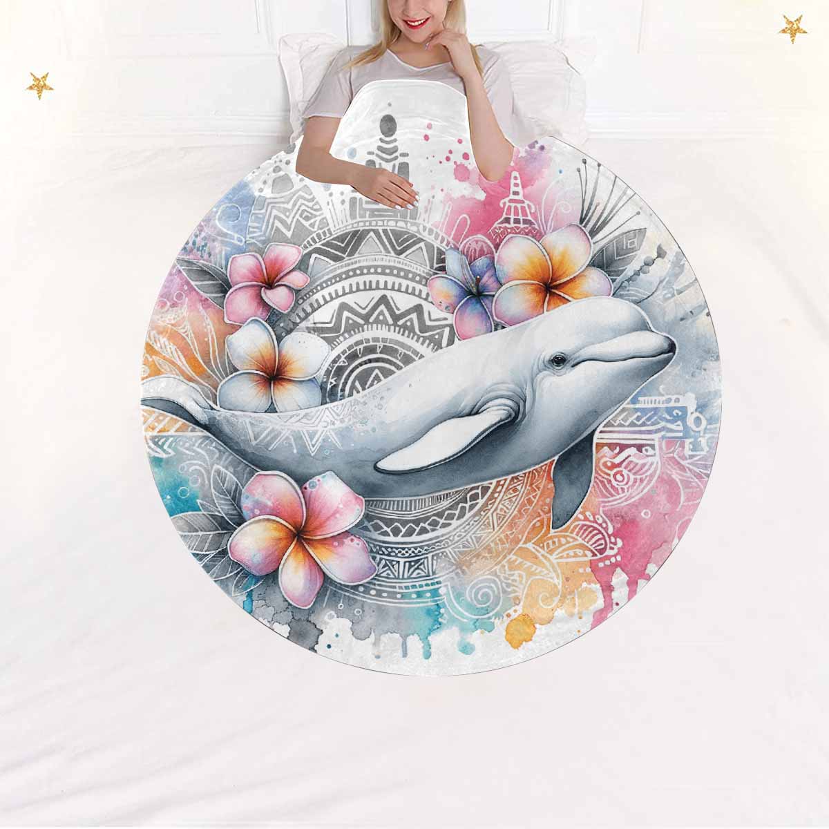 Sea_Animals_Dolphin_Awd351112  Circular Micro Fleece Blanket 60"