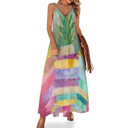 Pineapple Art Spaghetti Strap Ankle-Length Dress Long dress