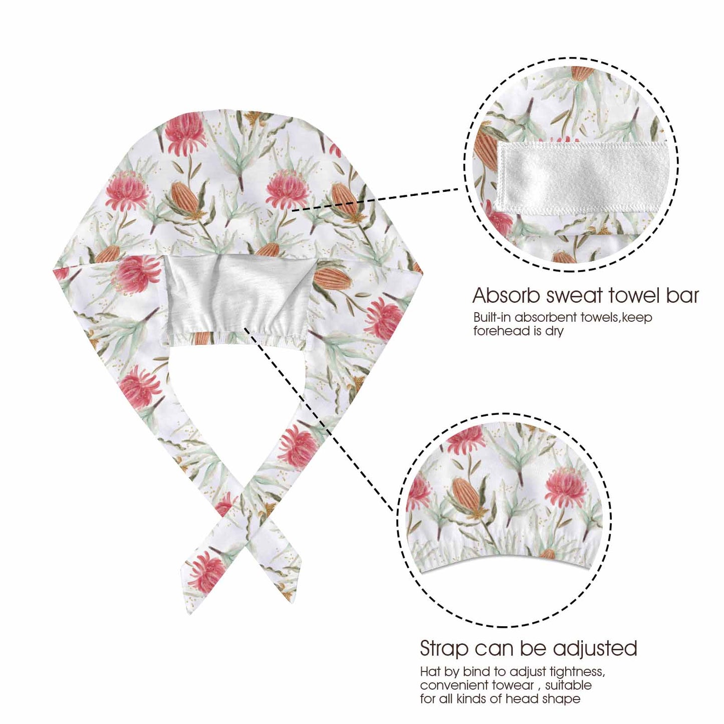 Nurse Scrub Cap Australian Floral Protea  Scrub Cap