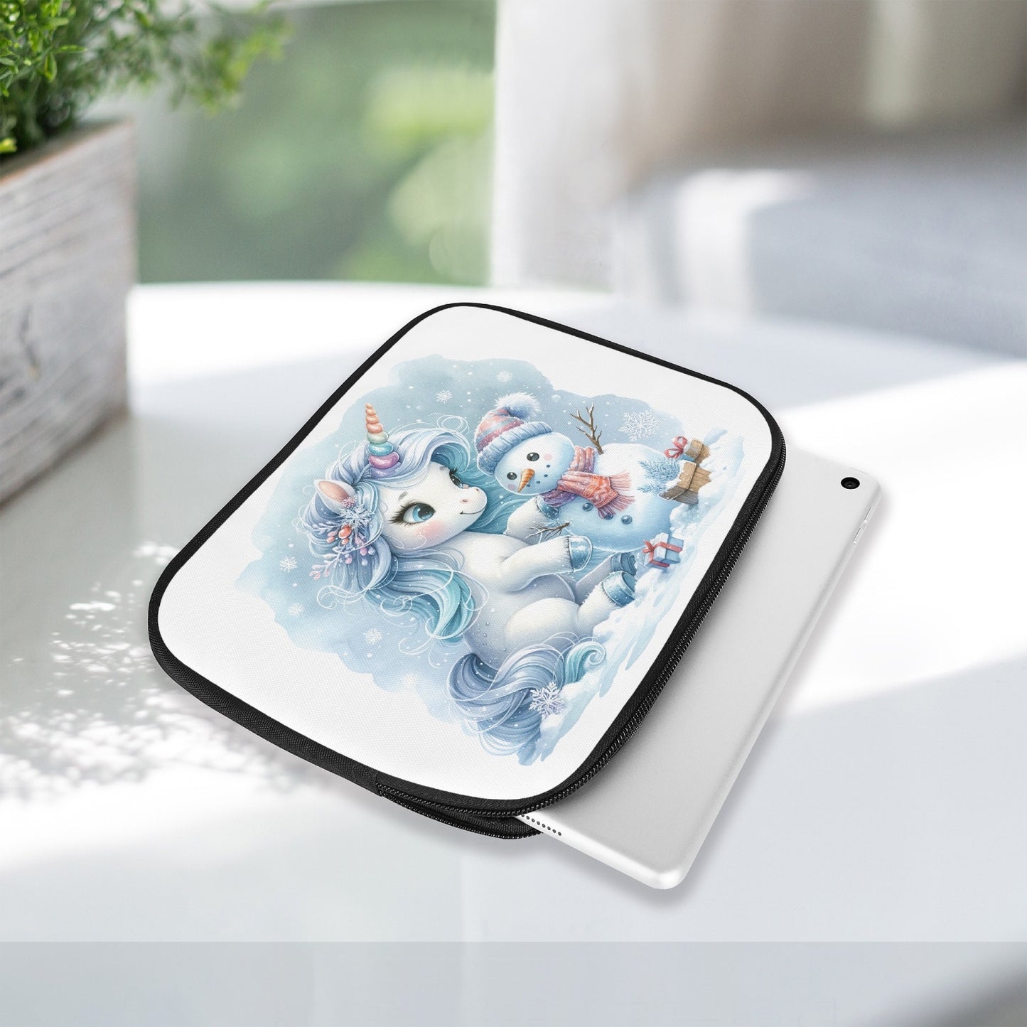 Tablet Sleeve - Christmas - Unicorn with Snowman awd-519