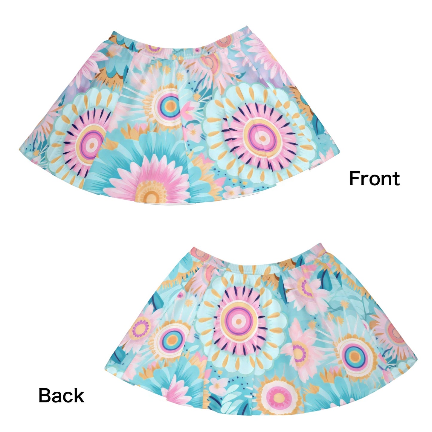Mariner Skater Skirt 70's 80's 90's Pastel Boho Floral All Over Print Skater Skirt (Model D69)