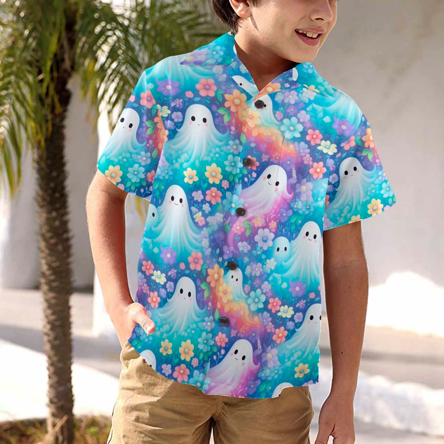 Pastel Halloween Little Boys Hawaiian Shirt