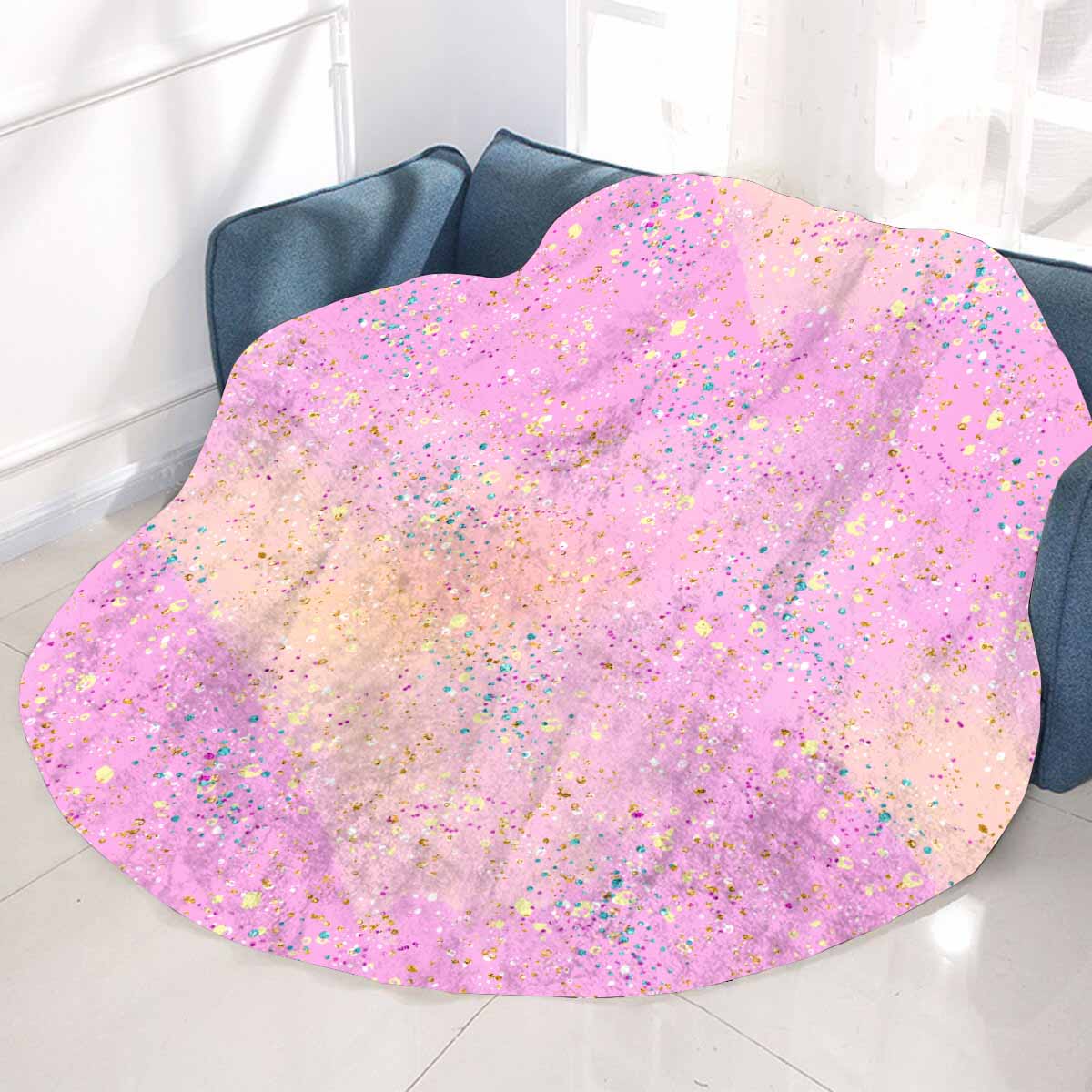Pink Splash  Circular Micro Fleece Blanket 60"