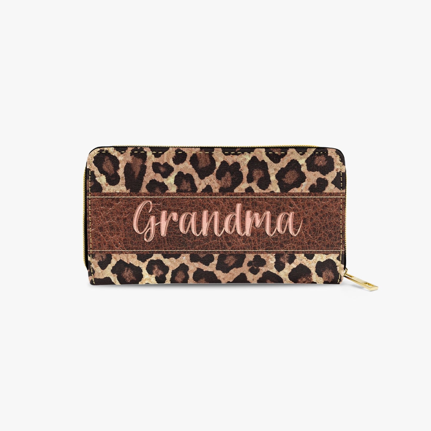 Long Type Zipper Purse - Leopard Print - Grandma