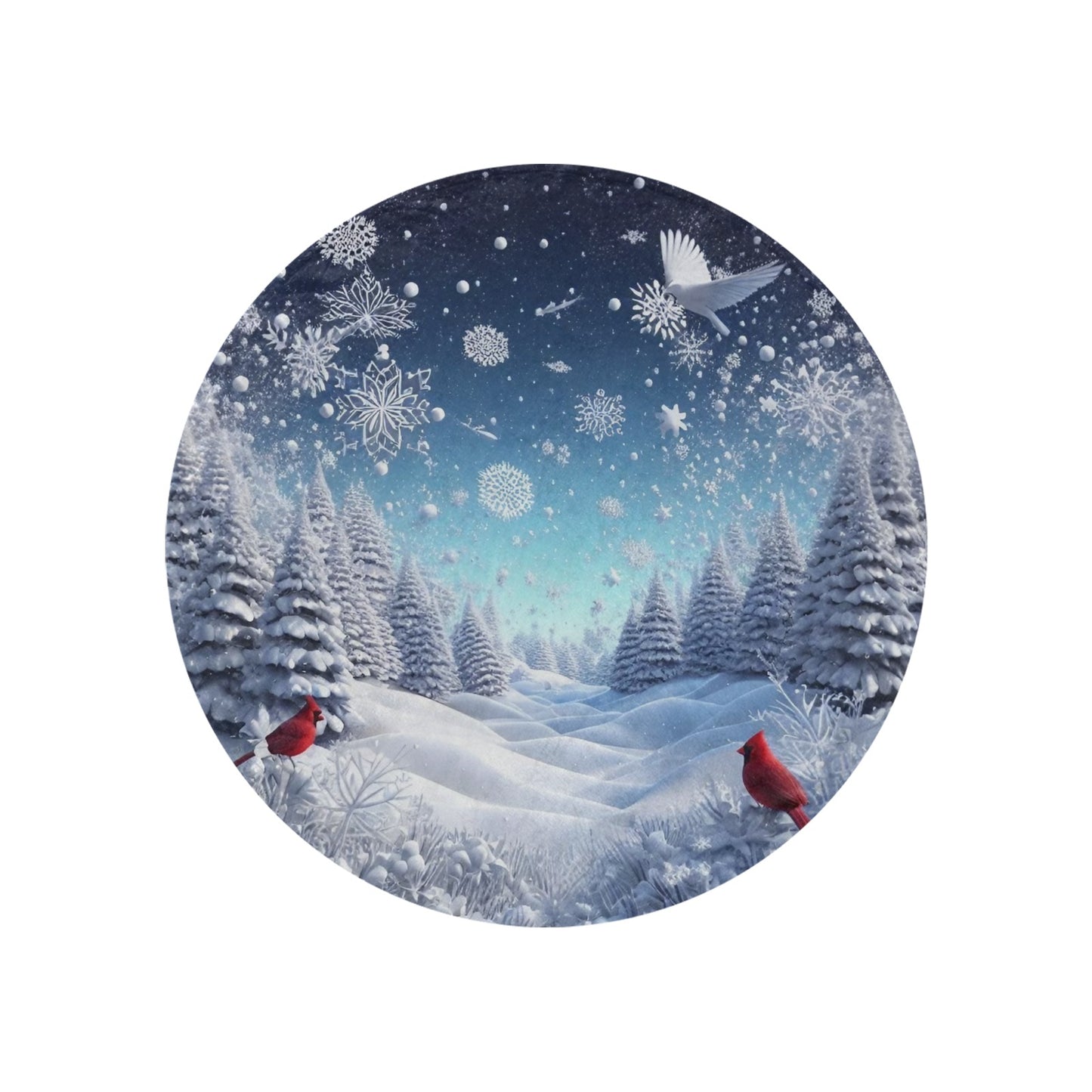 Christmas Cardinals Circular Micro Fleece Blanket