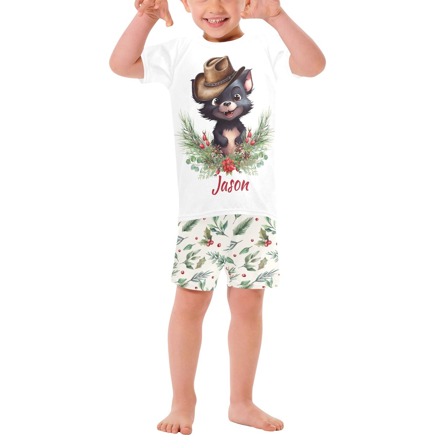 Personalised Australian Animals Country Christmas Matching Birthday Shirt and Short Sets