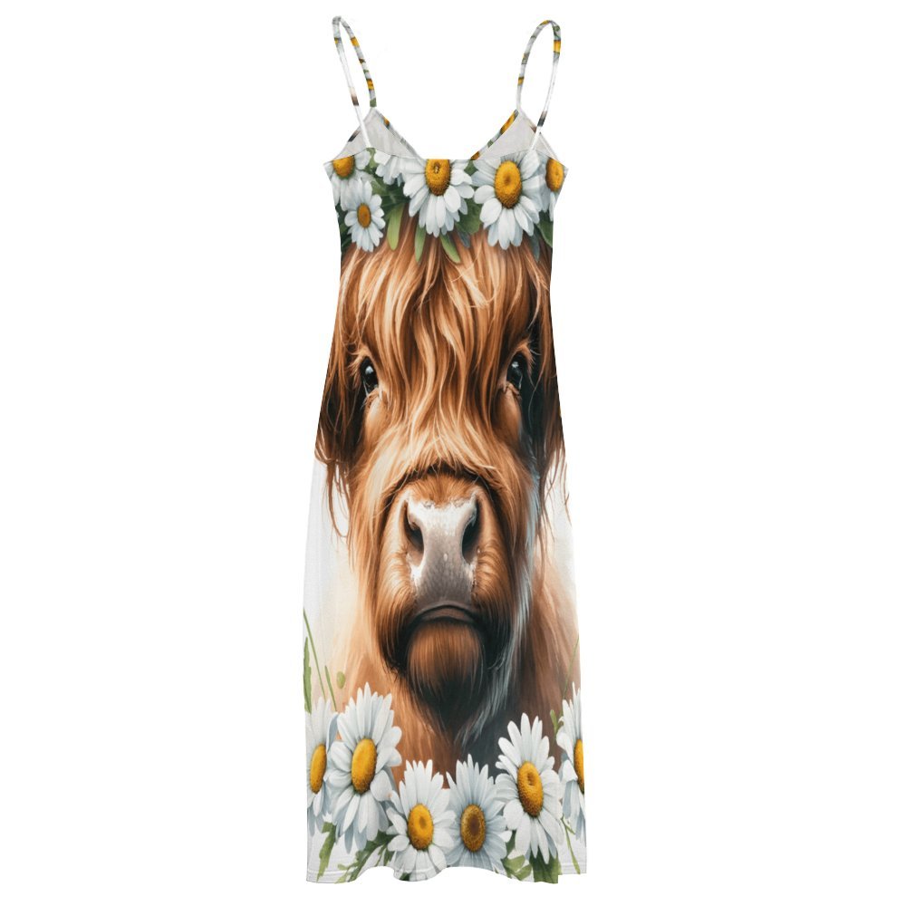 Highland Cow Spaghetti Strap Ankle-Length Dress Long dress