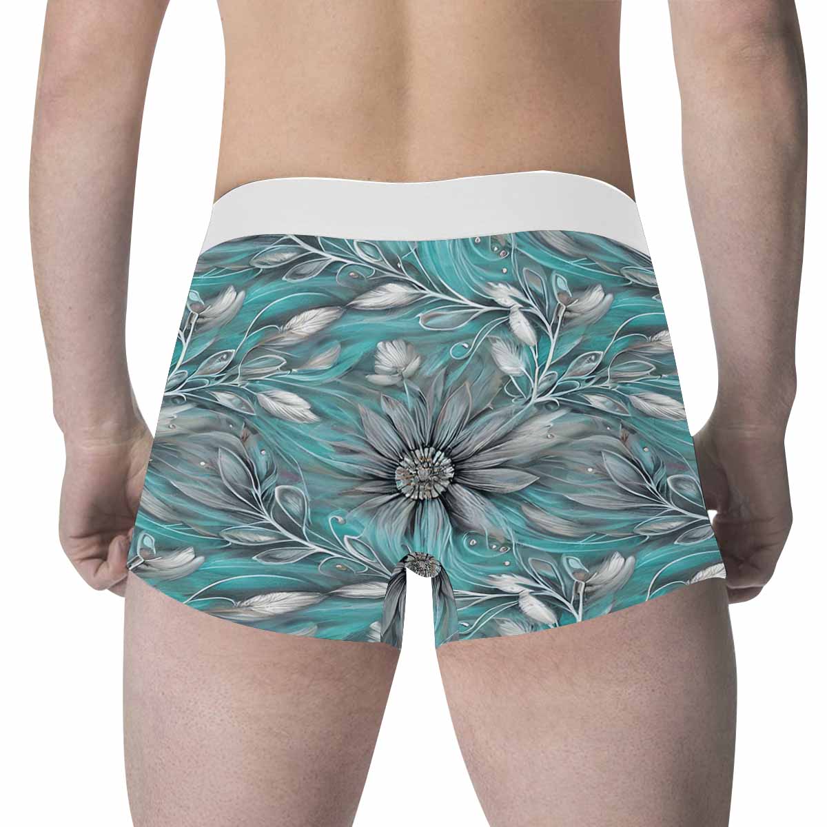 Green Elegant Floral Men's All Over Print Boxer Briefs (Made In AUS)