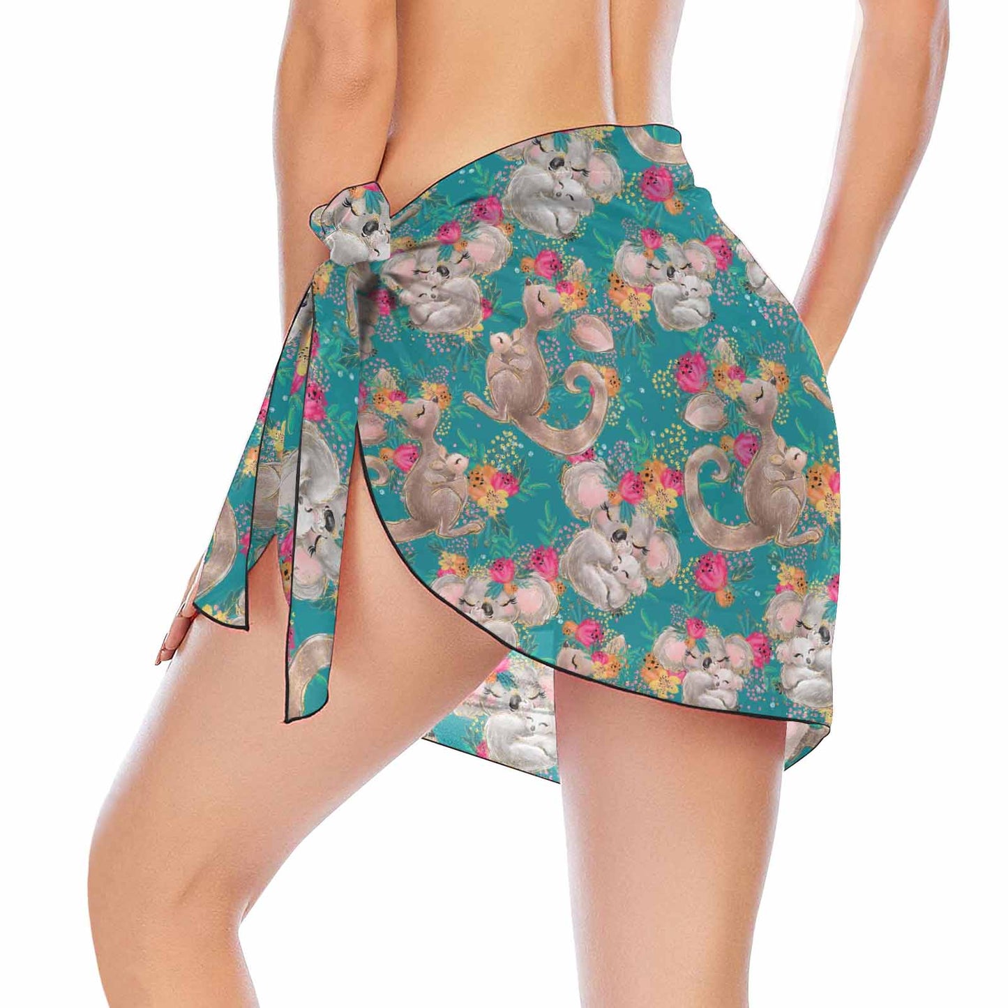 Australian Animals Koala & Kangaroo  Women's Beach Sarong Wrap