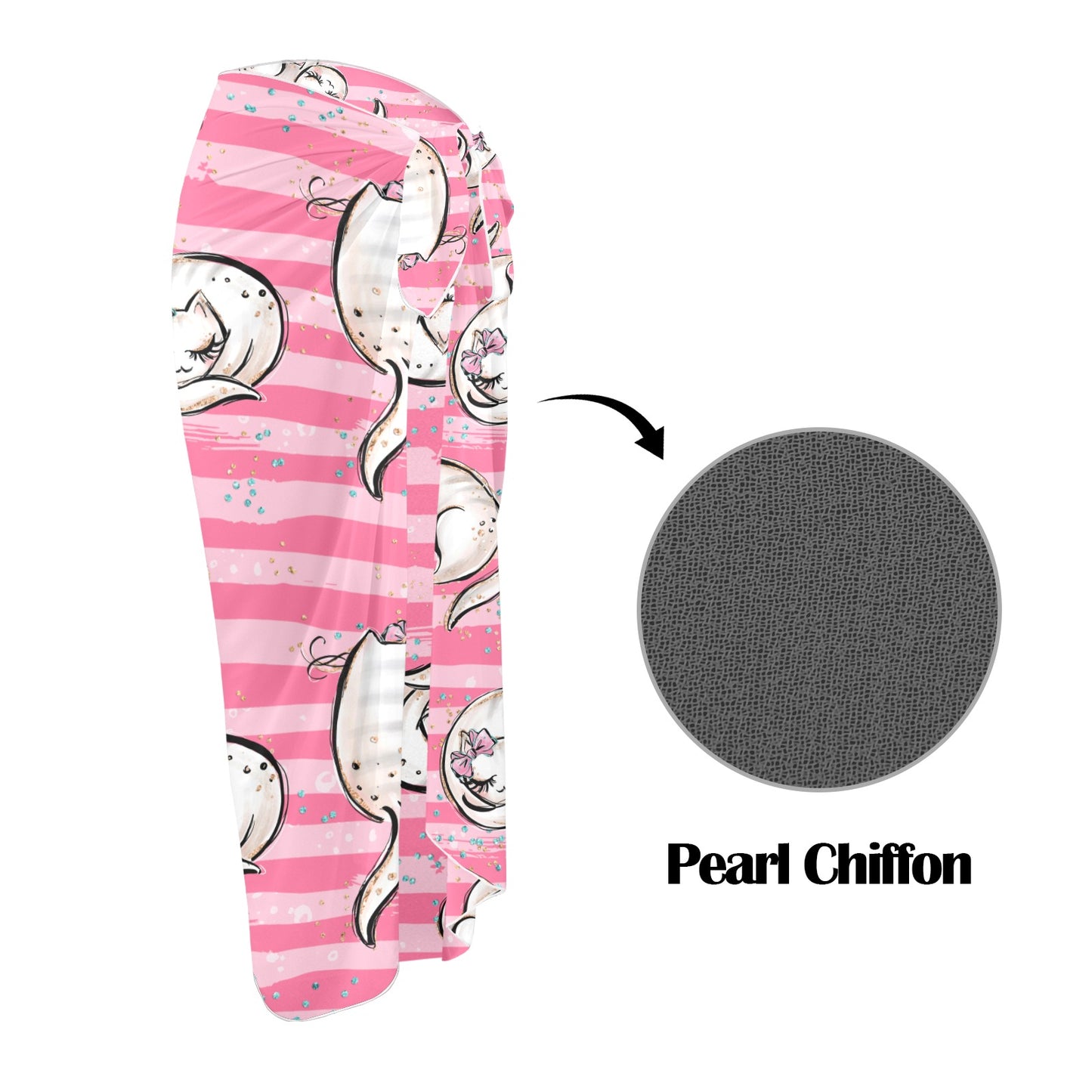 Pink Cats Long Beach Sarong Wrap