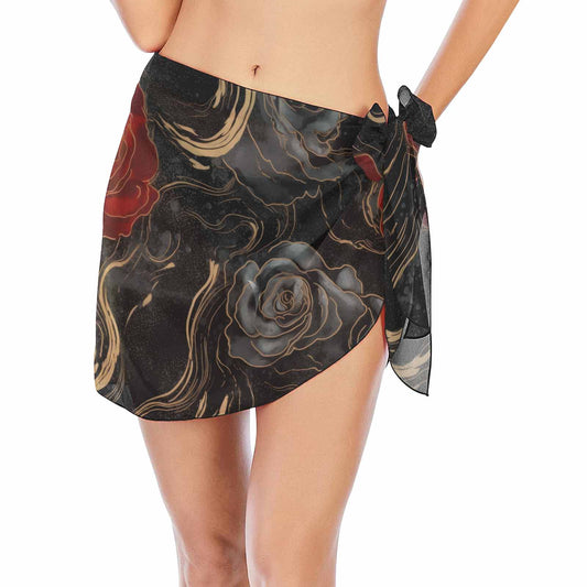 Black and red roses2  Women's Beach Sarong Wrap