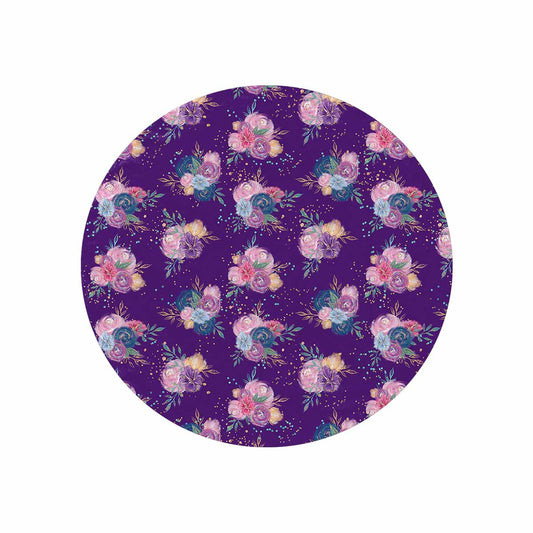 Purple Floral  Circular Micro Fleece Blanket 60"