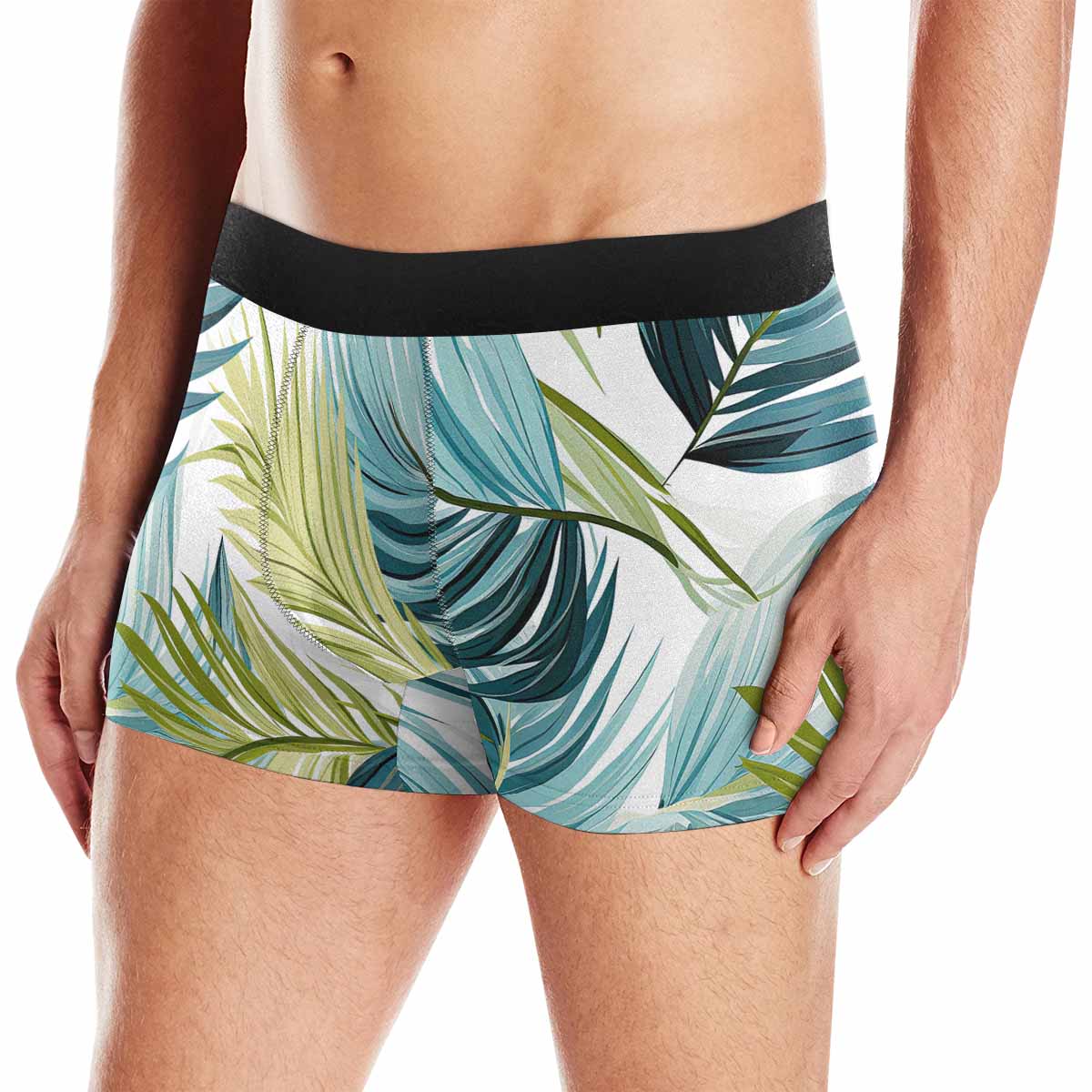 Palm Leaves Blue Green AUS Men's All Over Print Boxer Briefs (Made In AUS)