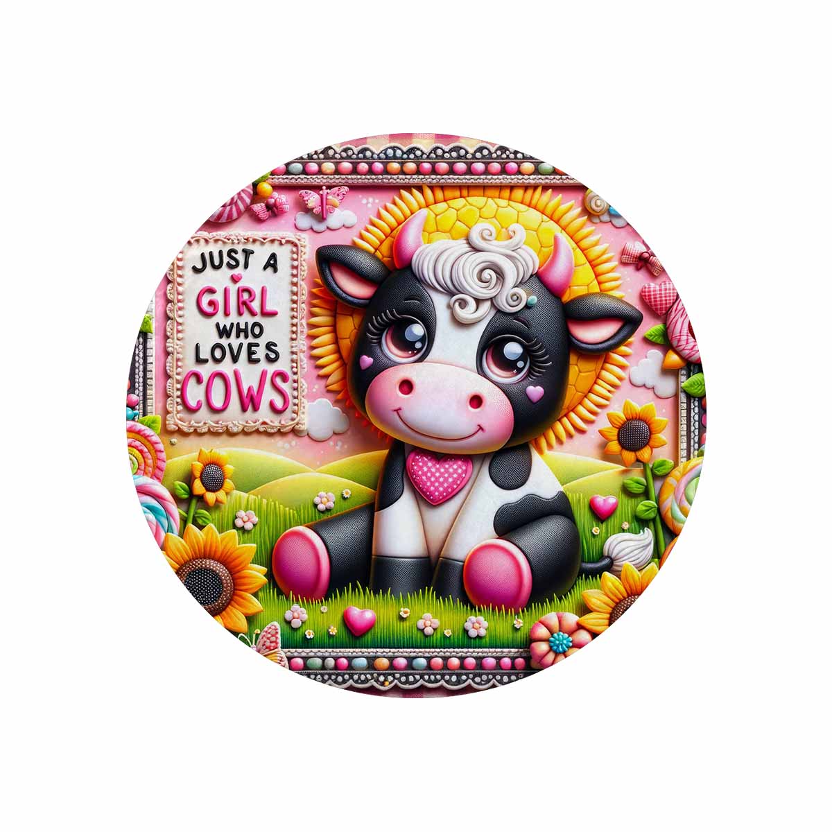 Just a Girl Who Loves Cows Awd351117  Circular Micro Fleece Blanket 60"