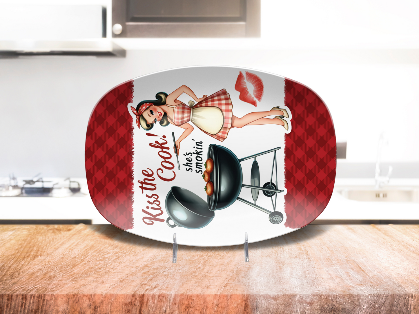 BBQ Platter Kiss the Cook, 10"x14" Platter