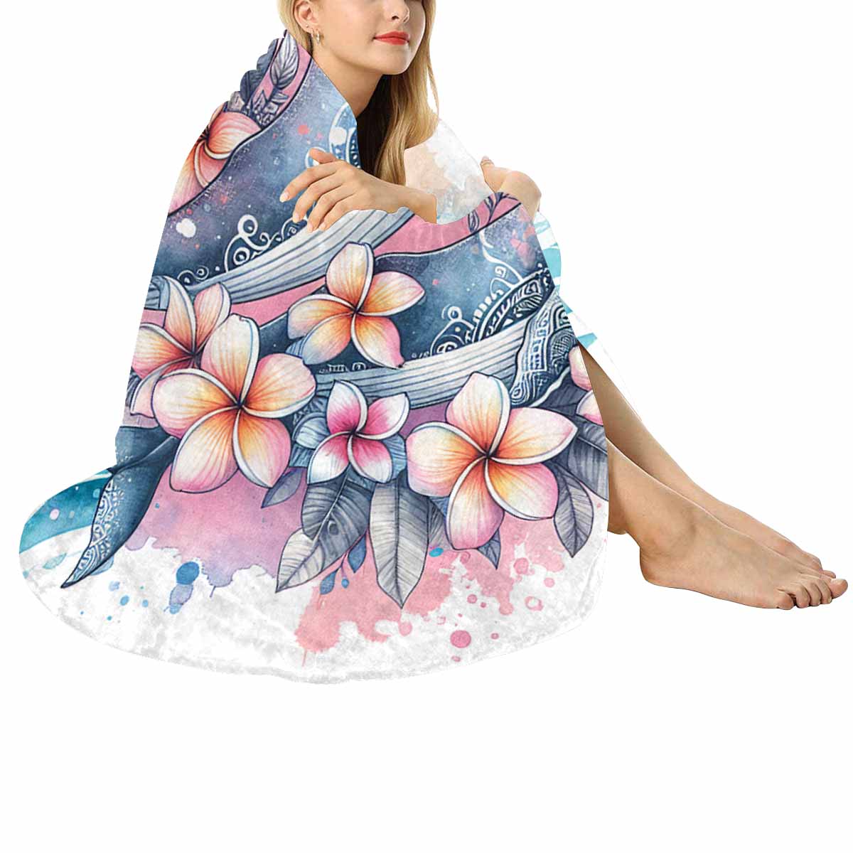 Sea_Animals_Dolphins_Awd351104  Circular Micro Fleece Blanket 60"