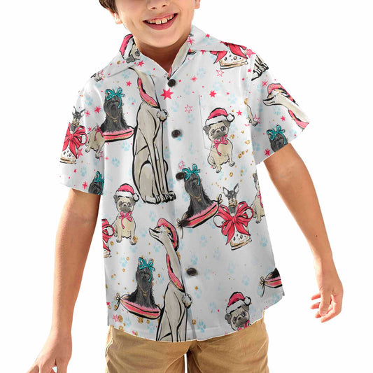 Dog Christmas  Little Boys Hawaiian Shirt