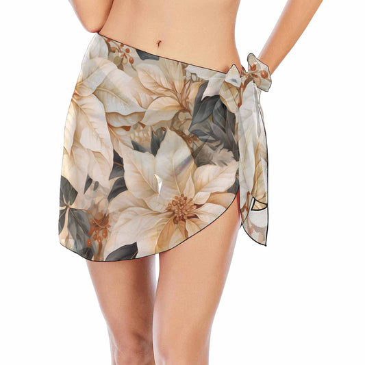 Cream Poinsettia 50  Women's Beach Sarong Wrap