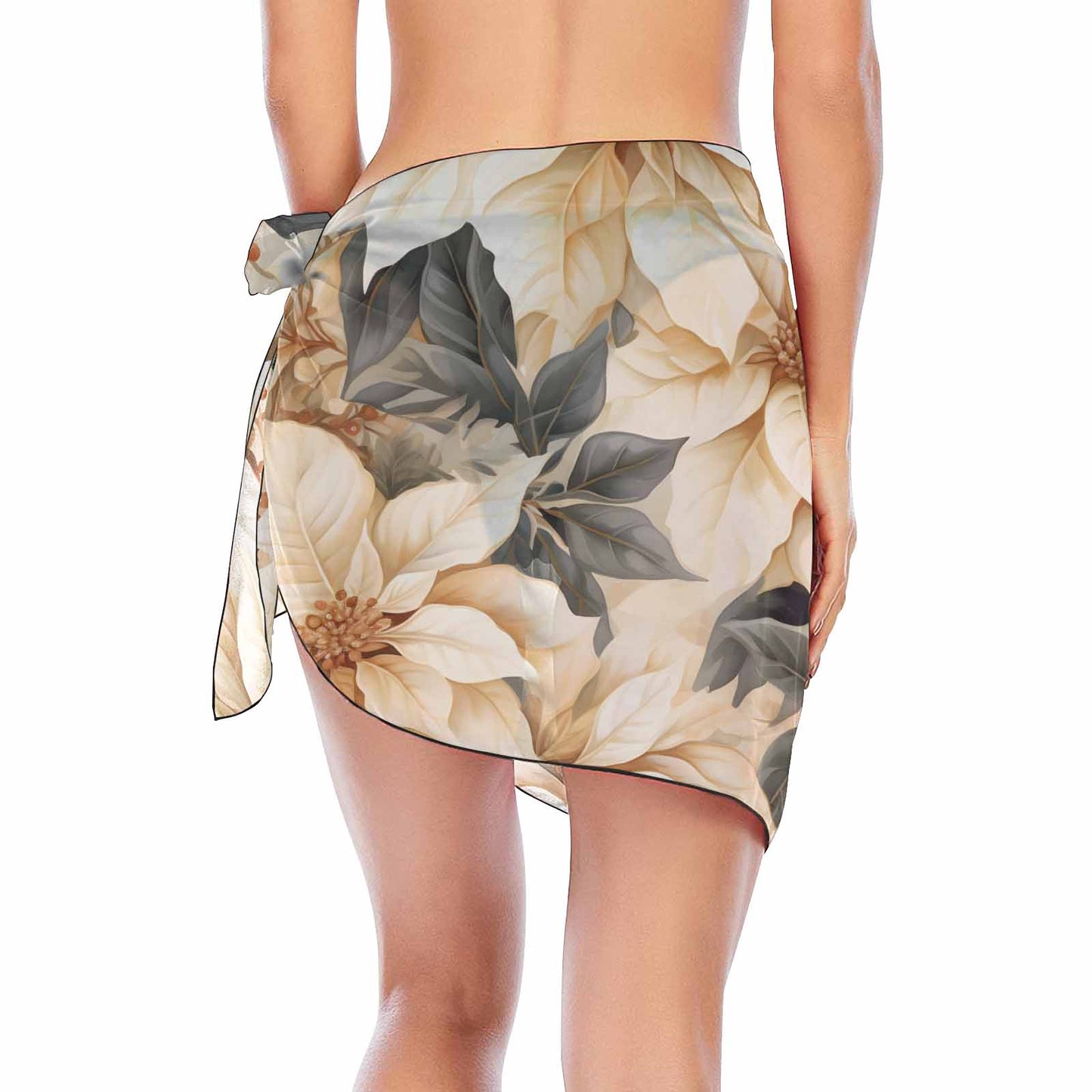 Cream Poinsettia 50  Women's Beach Sarong Wrap