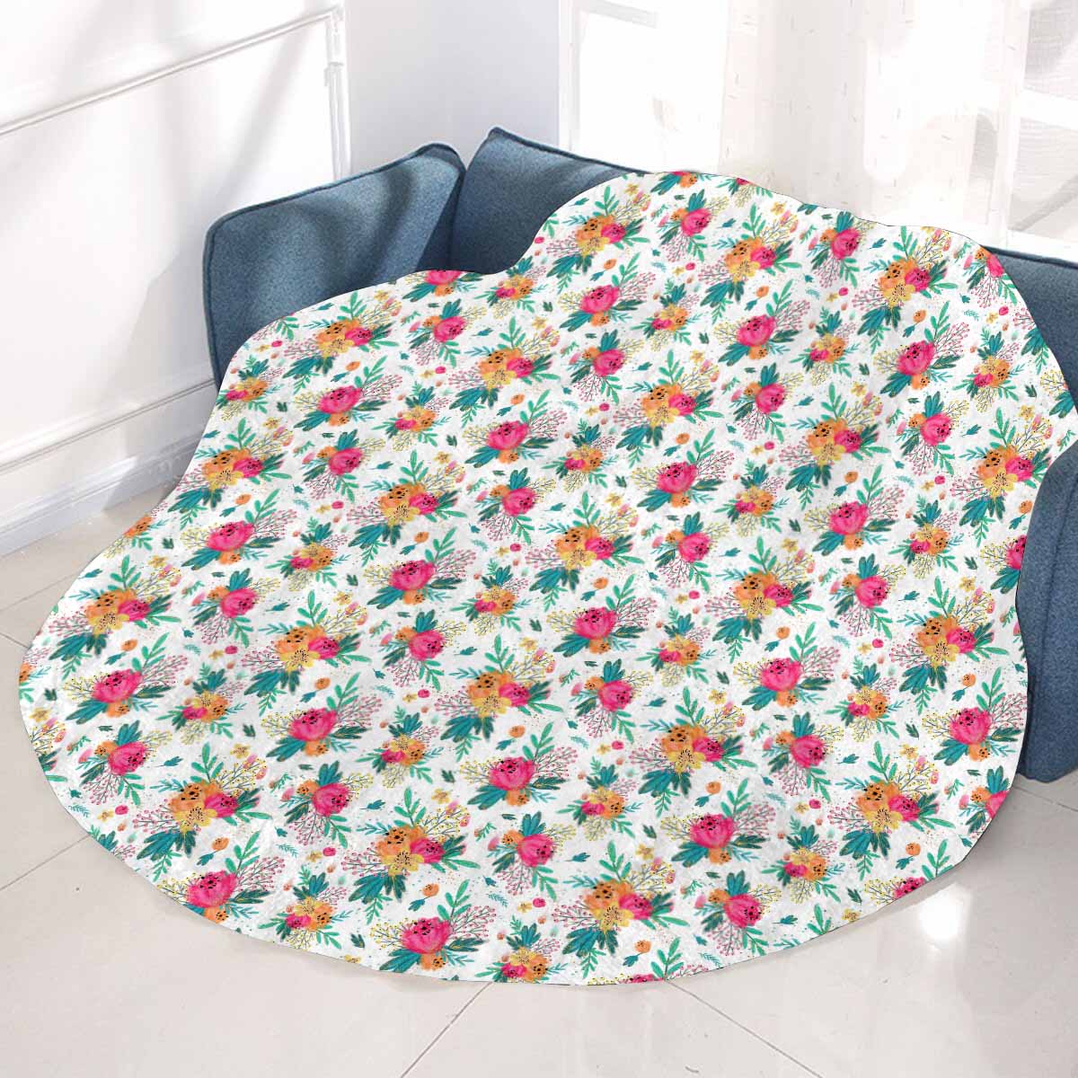 Australian Floral  Circular Micro Fleece Blanket 47"