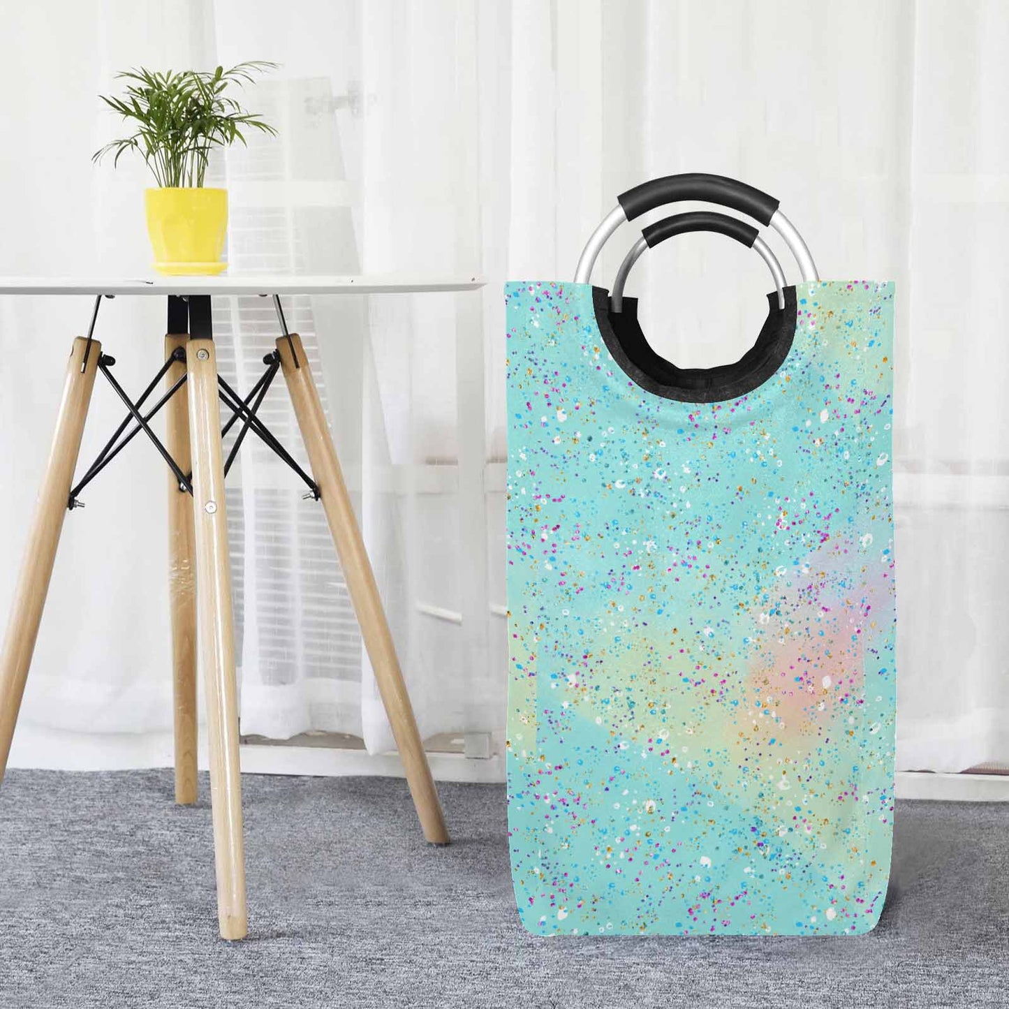 Green Splash  Square Laundry Basket