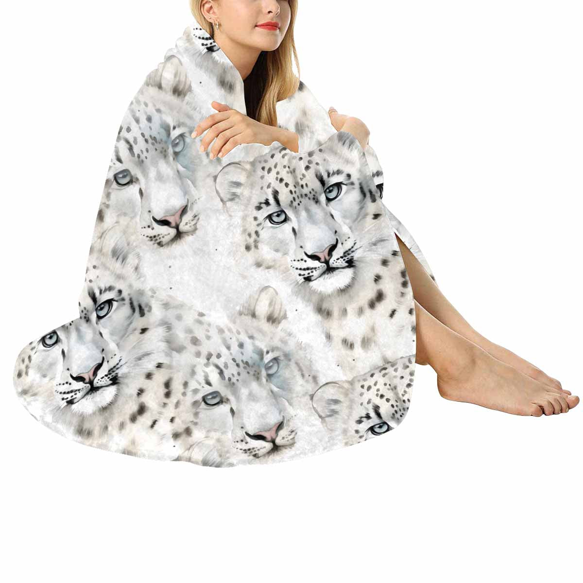 Leopard  Circular Micro Fleece Blanket 60"