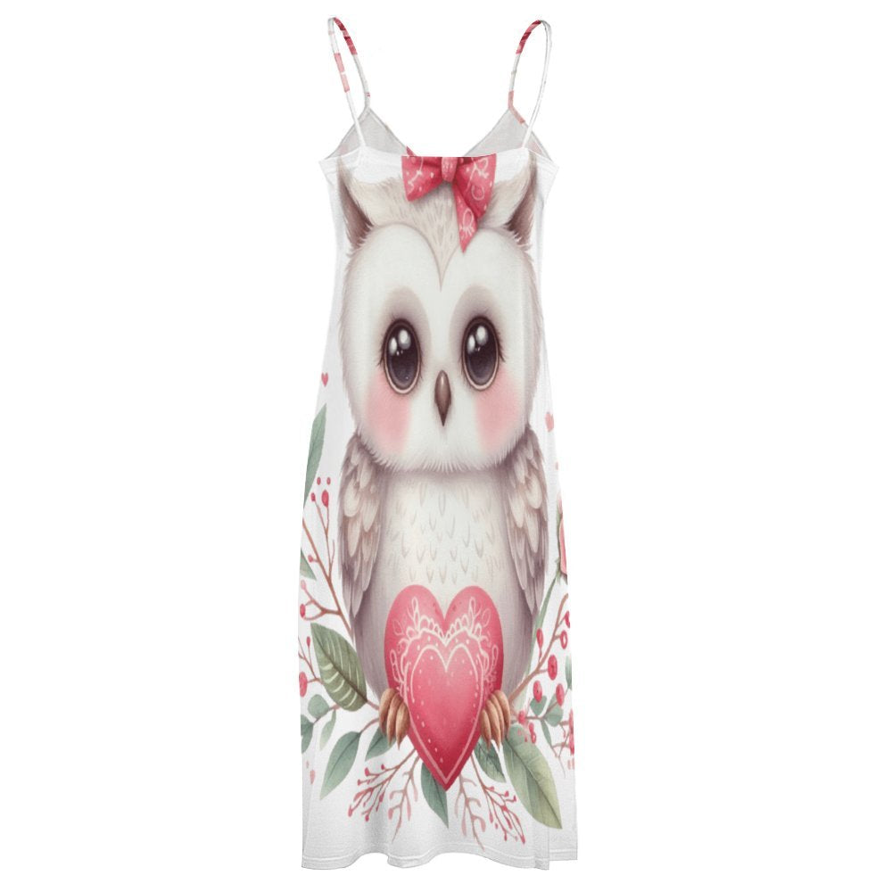 Owl Spaghetti Strap Ankle-Length Dress Long dress