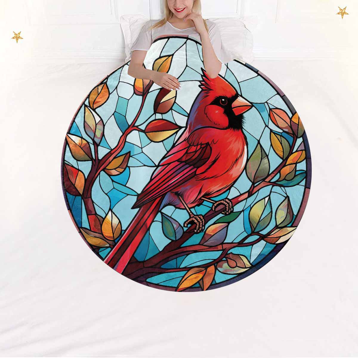 Cardinal_Awd35157  Circular Micro Fleece Blanket 47"