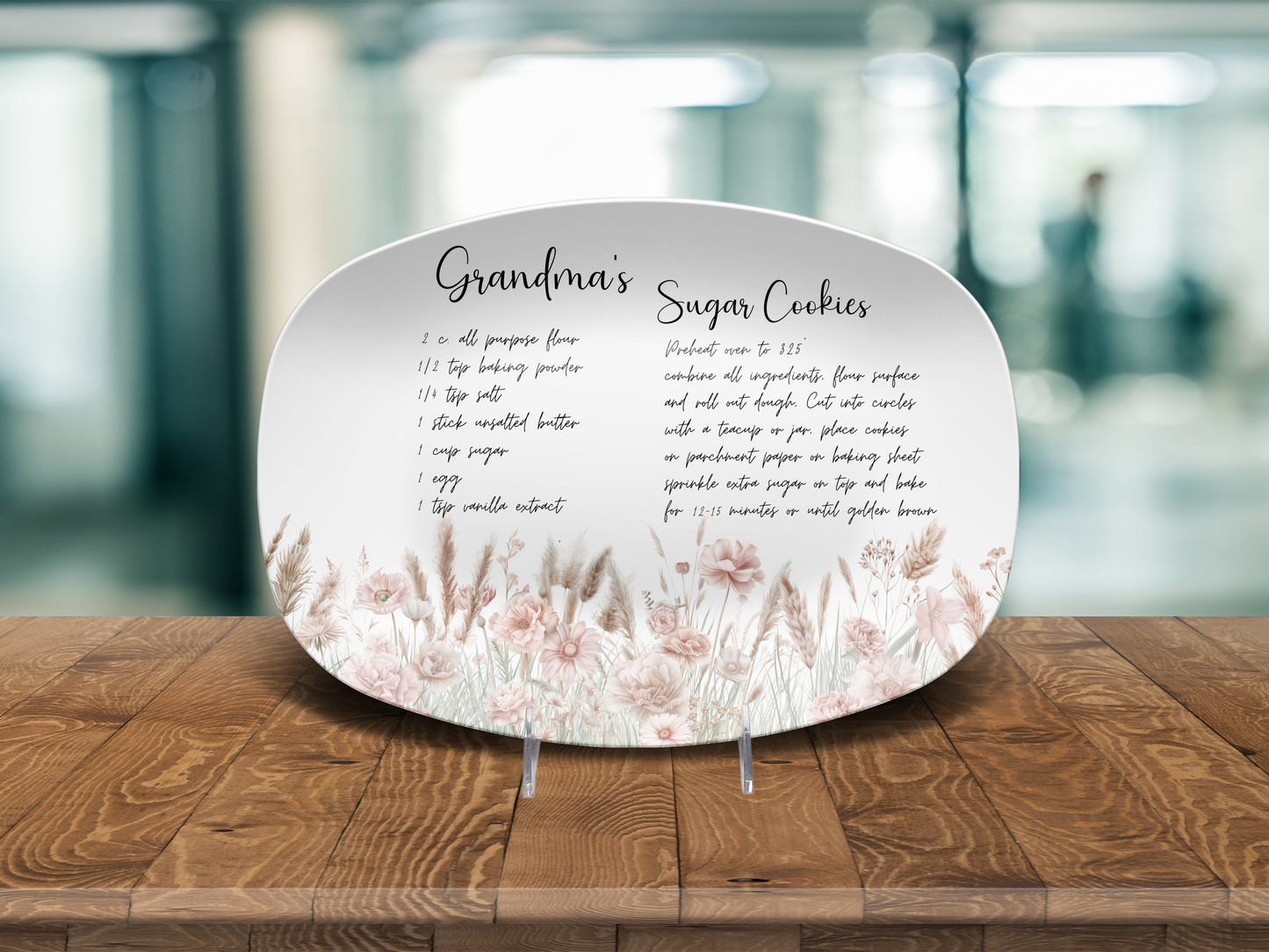 Personalised Wildflowers Handwritten Family Recipe Heirloom Plate/Platter