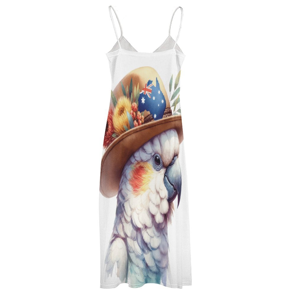 Australian Animals Cockatoo Spaghetti Strap Ankle-Length Dress Long dress