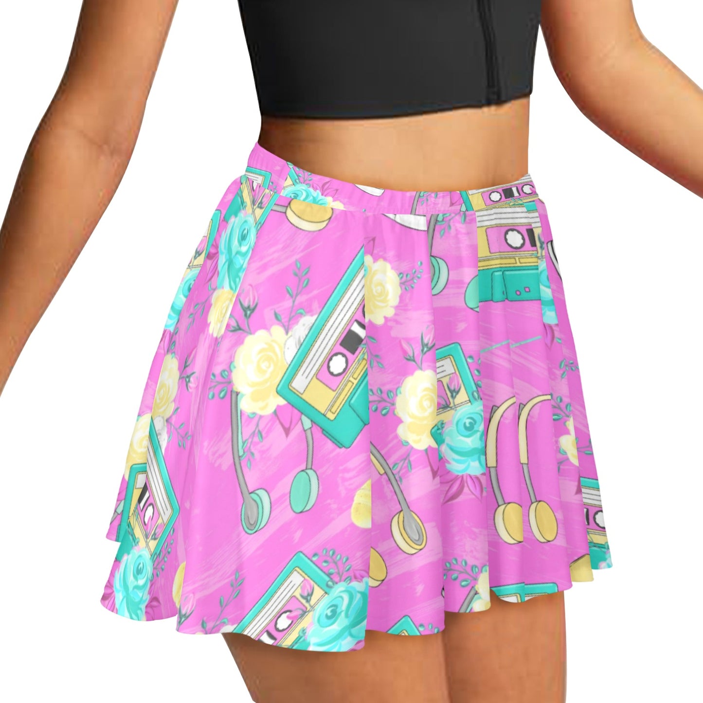 Mariner Skater Skirt 70's 80's 90's Tape All Over Print Skater Skirt (Model D69)