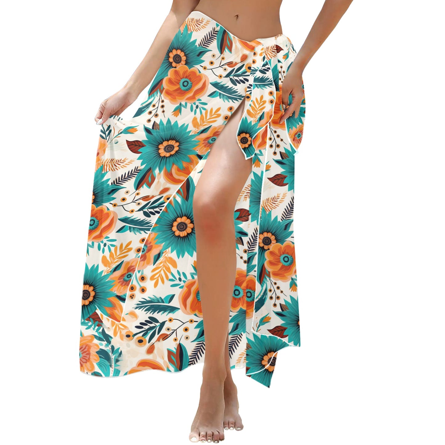 Boho Retro Floral Long Beach Sarong Wrap