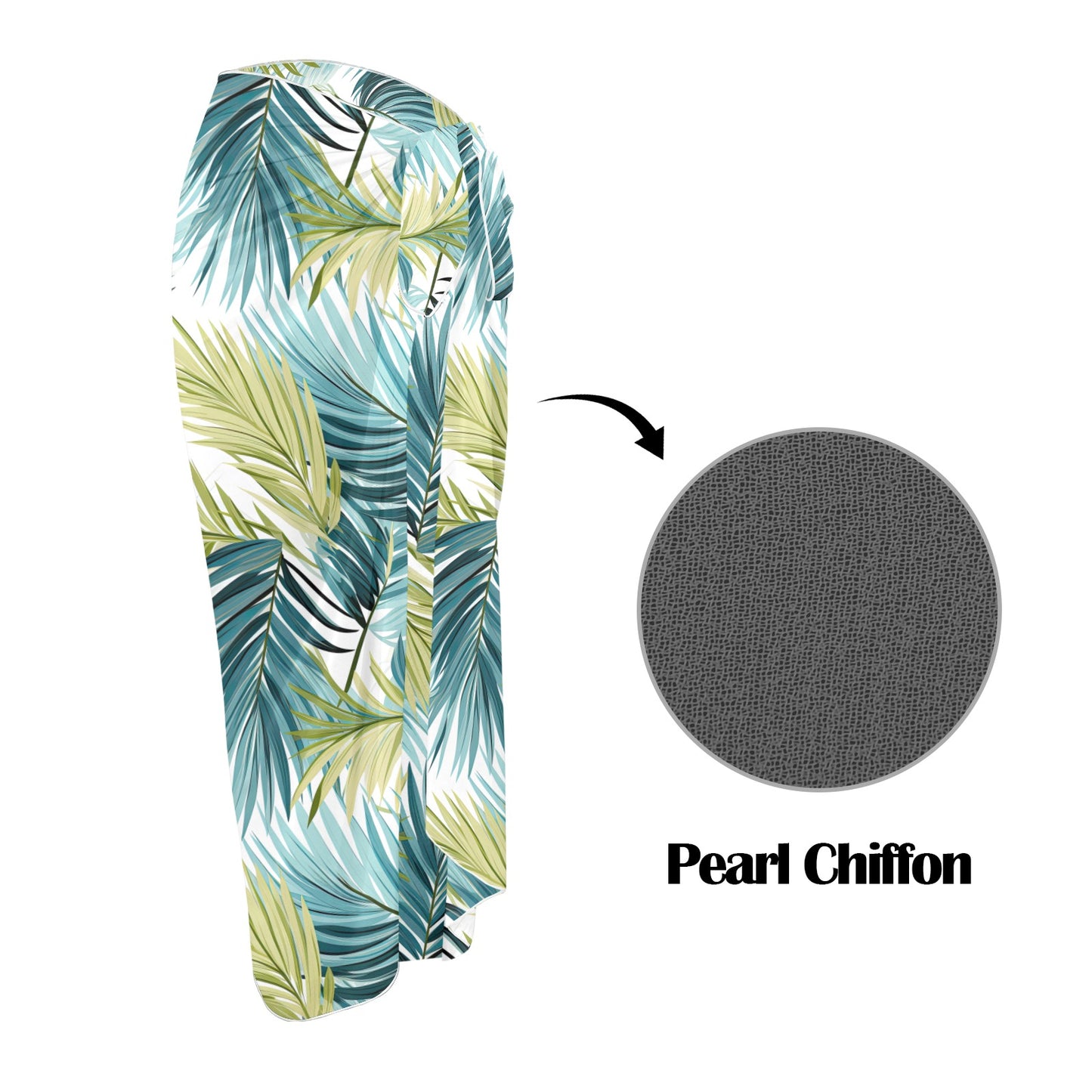 Palm Leaves Blue Greeen Long Beach Sarong Wrap