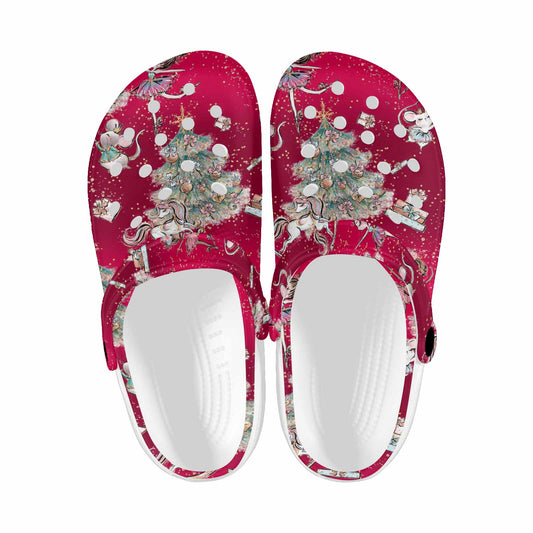 Red Christmas  Custom Print Adults Clogs