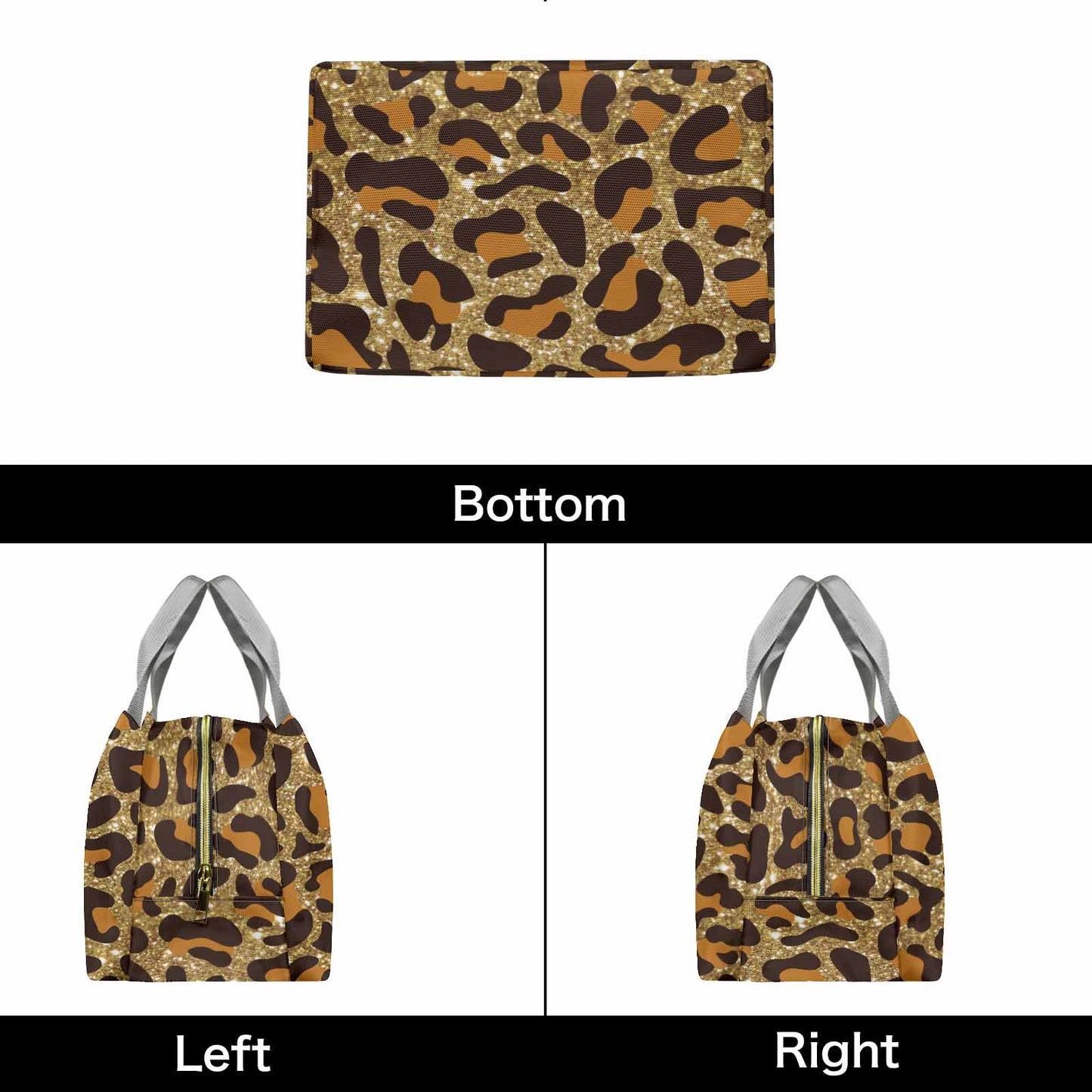 Animal print 5  Portable Lunch Bag-Grey Handle