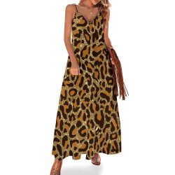 Animal Print Spaghetti Strap Ankle-Length Dress Long dress