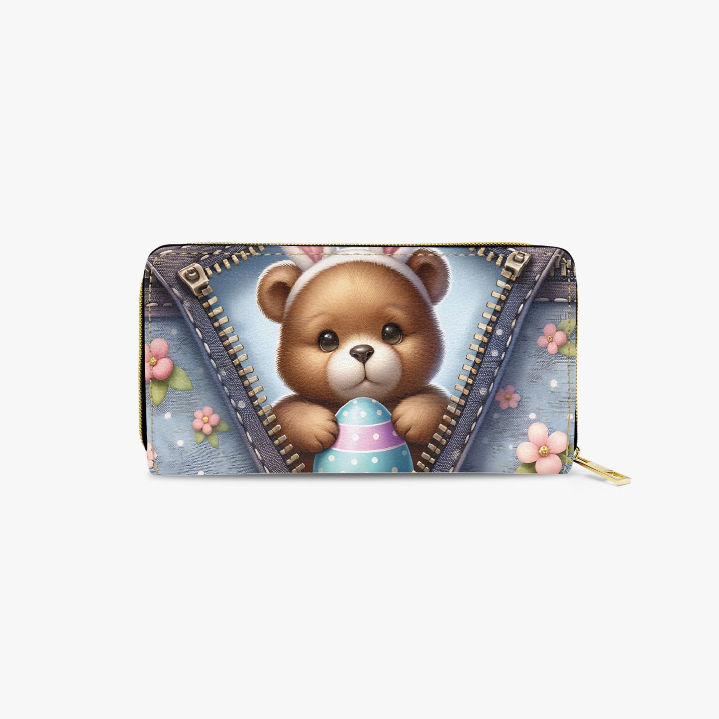 Long Type Zipper Purse Easter Bear with Bunny Ears, awd-1304