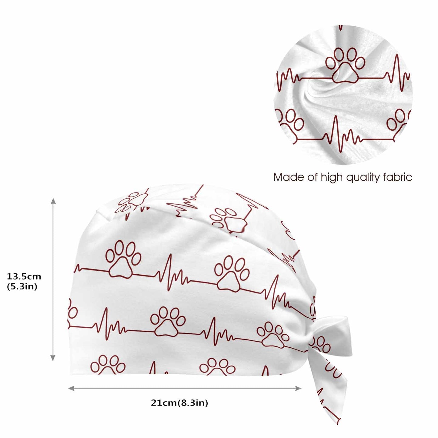 Red Paw Heart Beat  Scrub Cap