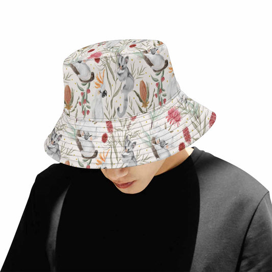 Australian Animals, Koala Cockatoo and Sugar Glider  Unisex Summer Single-Layer Bucket Hat