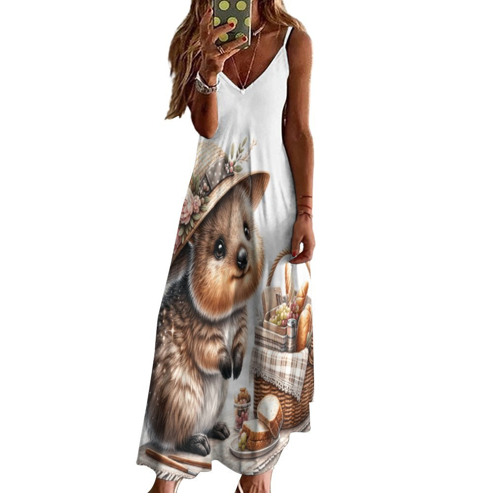 Australian Animals Quokka Spaghetti Strap Ankle-Length Dress Long dress