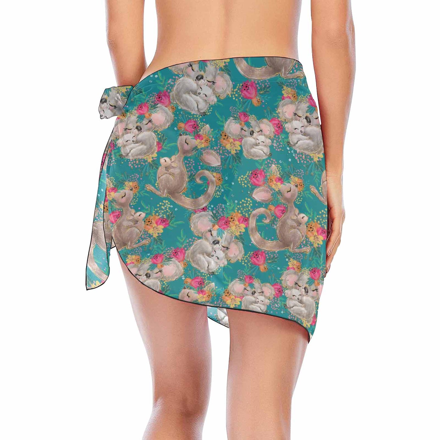 Australian Animals Koala & Kangaroo  Women's Beach Sarong Wrap