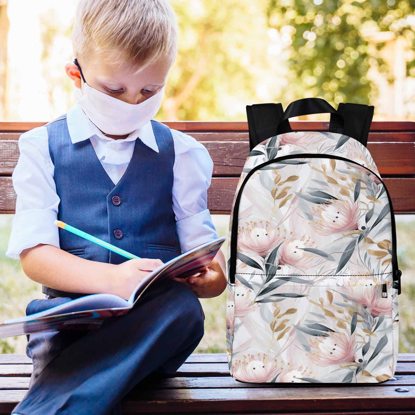 Australian Floral Pink & Grey Adult Casual Backpack