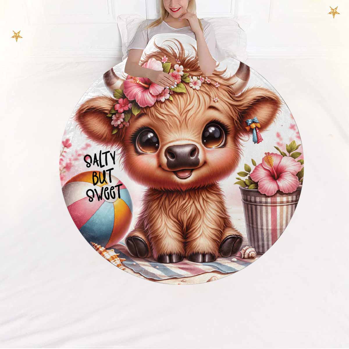 Highland Cow Awd35113  Circular Micro Fleece Blanket 60"