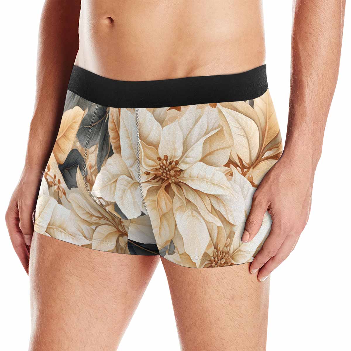 Cream Poinsettia2 AUS Men's Boxer Briefs (Made In AUS)