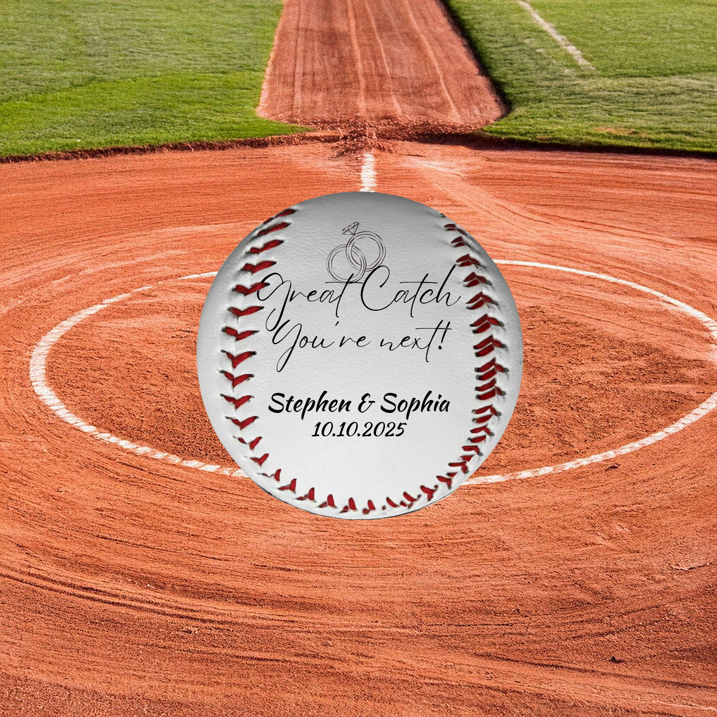 Personalised Baseball, Great Catch You're next! Wedding Garter Toss Personalise with Mr & Mrs Names and Wedding Date