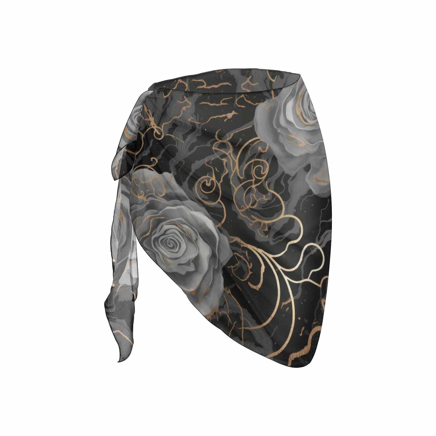 Black and Grey roses  Women's Beach Sarong Wrap