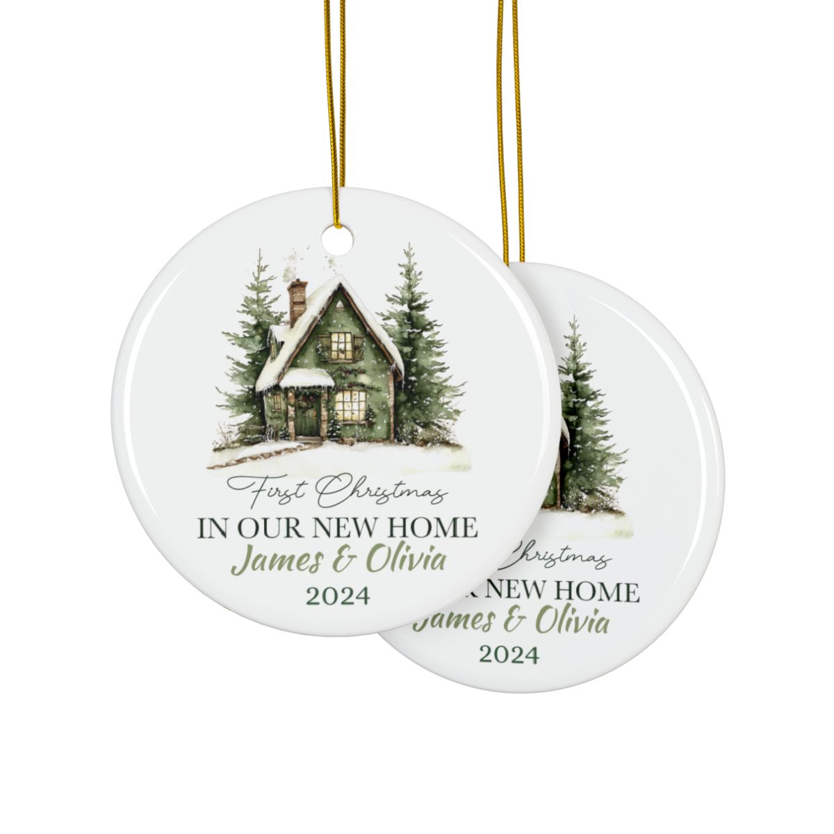 Personalized First Christmas Ornament, New Home Ceramics Holiday Keepsake, Custom Family Tree Décor, Gift for New Homeowners