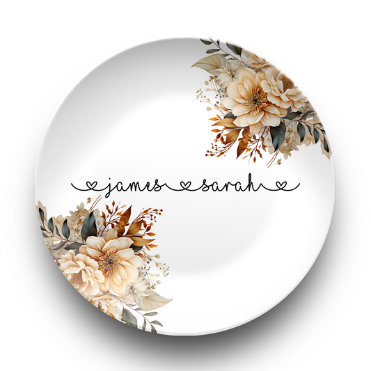 Personalised Boho Watercolour Floral Plate or Platter