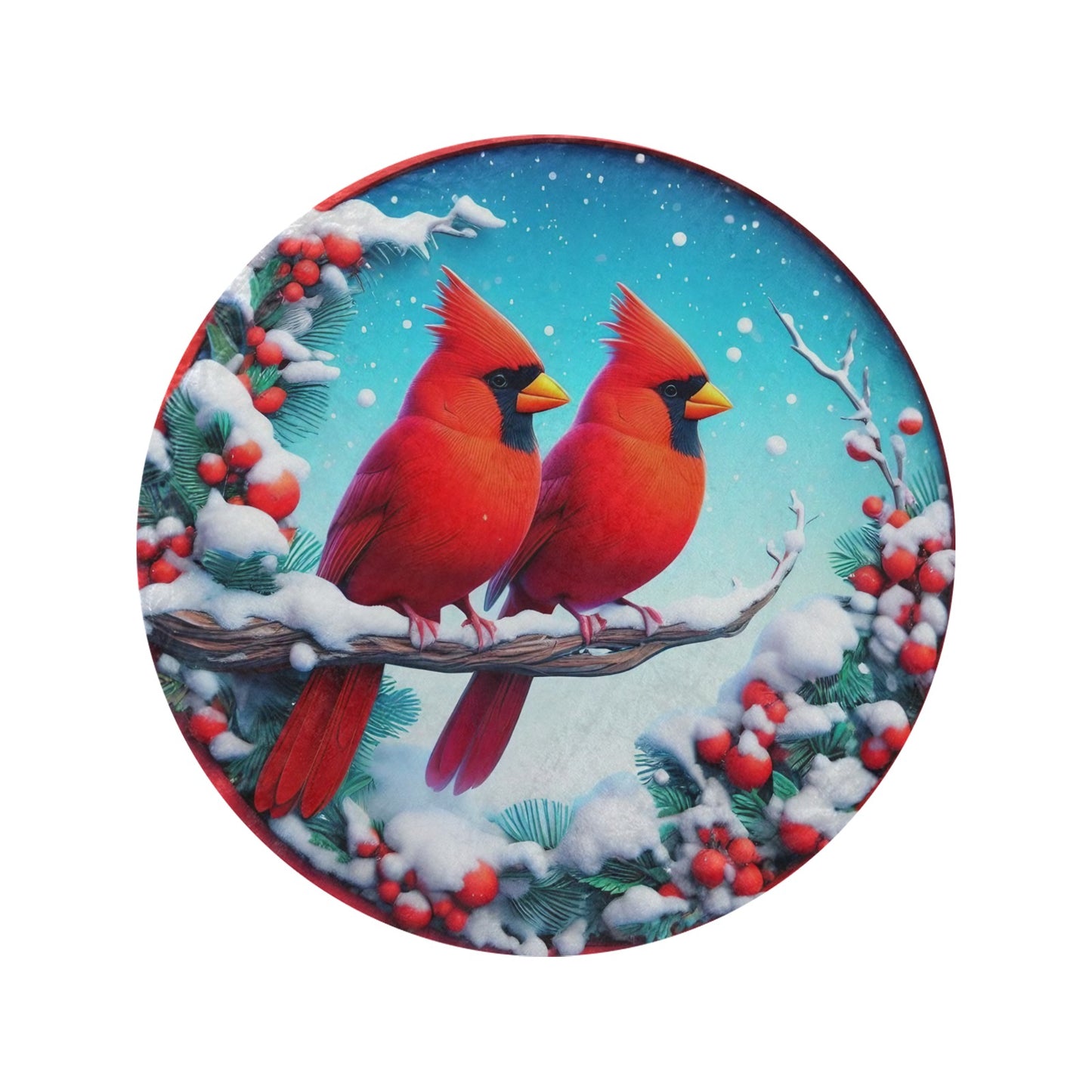 Christmas Cardinals Circular Micro Fleece Blanket