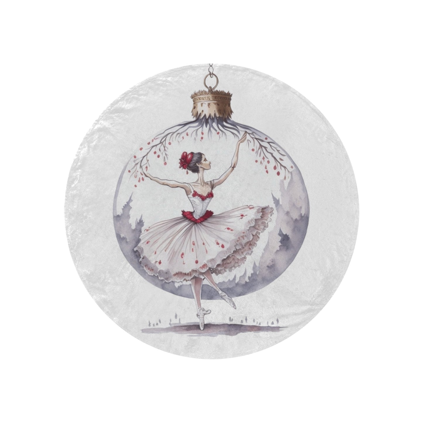 Ballerina Christmas Bauble Circular Micro Fleece Blanket